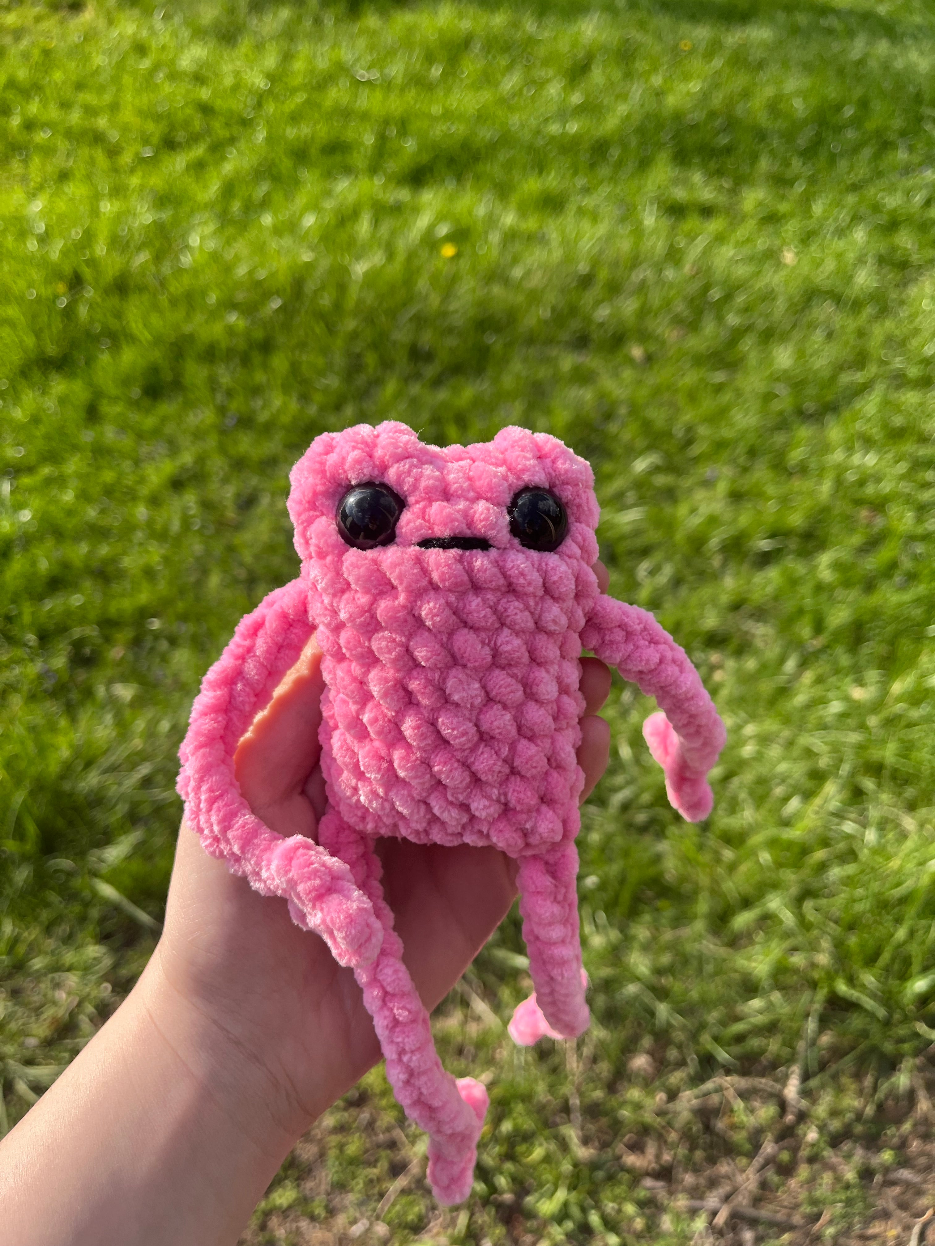 Crochet Pink Leggy Frog